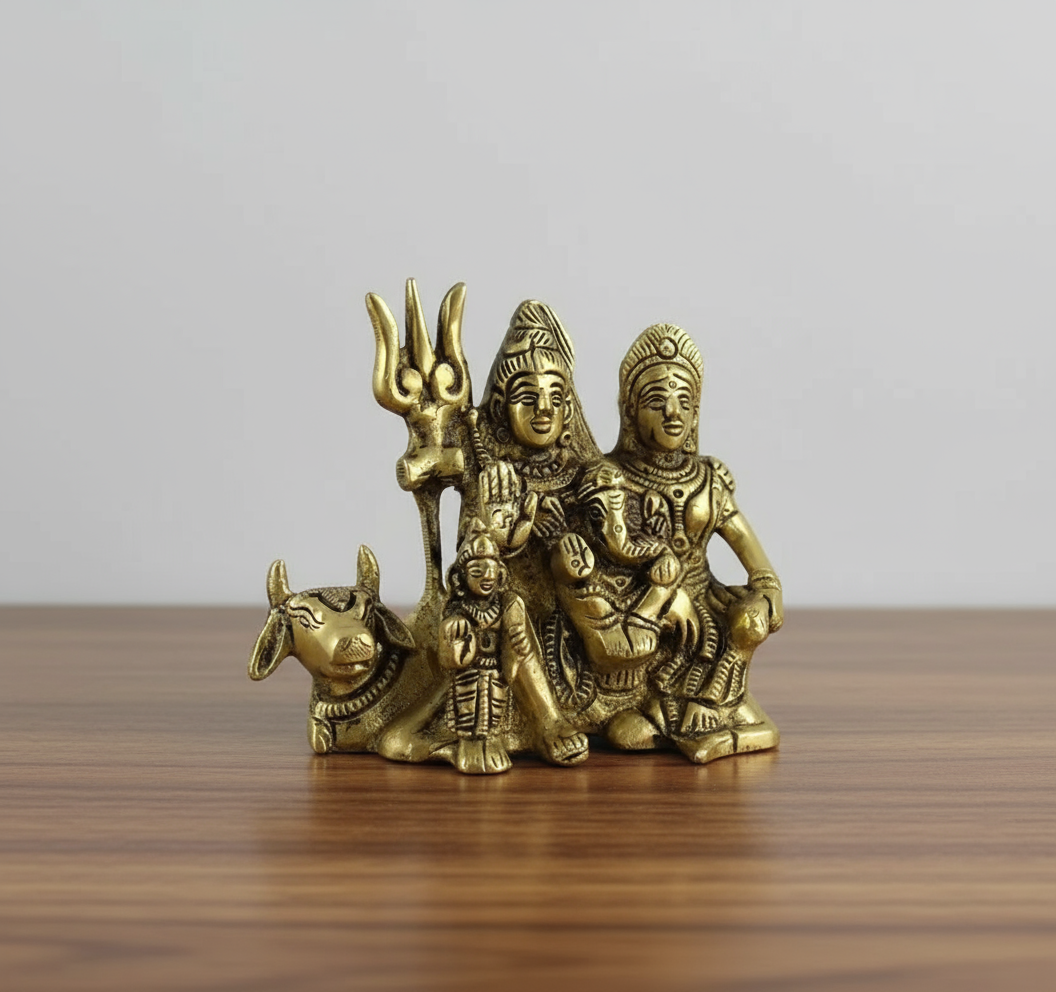 Small Size Brass Shiv parivar Statue/Idol for Temple Home/Office/Gift Item